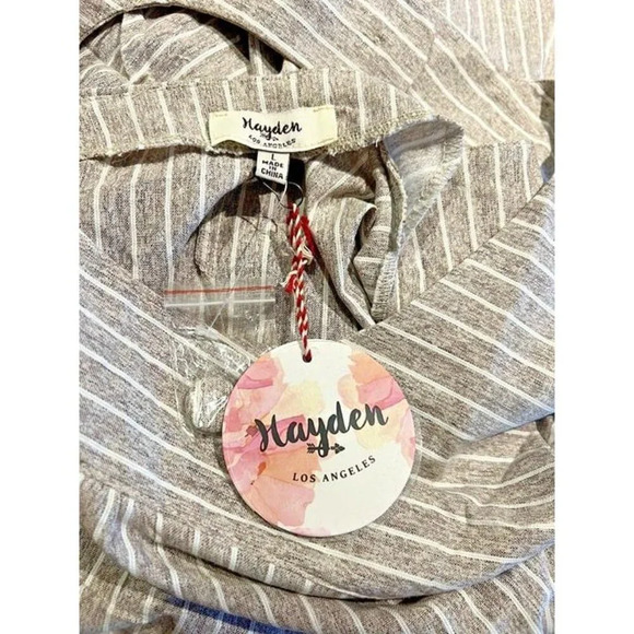 Large Hayden Brand NWT Brown White‎ Stripped Cotton Guazy Casual Sheath Dress - Picture 5 of 6